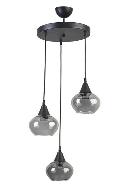 Modavize Kerry Modern Black Smoked 3-Piece Chandelier - Cafe Kitchen Living Room Glass