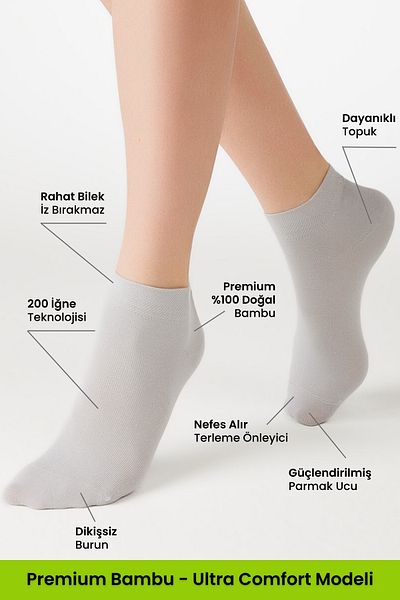 Dore Original Women's 5 Pairs Bamboo Ultra Comfort Anti-Sweat Sports Shoes Sneaker Premium Booties Socks