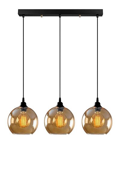 Modavize Modern Honey Colored Glass - 3 Black Chandelier Micro Special Design Living Room Kitchen Bedroom Row Set