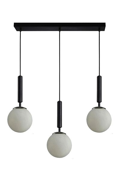 Modavize Carla Black Living Room - Kitchen - Cafe 3-Piece White Glass Row Chandelier Set