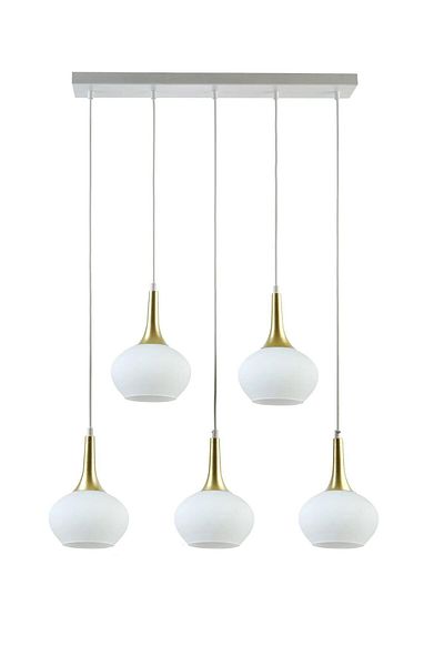 Modavize Nero Modern Design - Set of 5 White Chandeliers for Living Room, Cafe, Kitchen