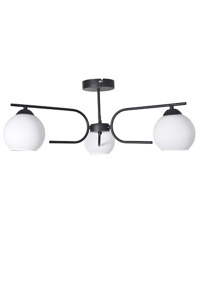 Modavize Aloha Modern Design Living Room Bedroom Kitchen Black Color 3-Piece Chandelier with White Glass