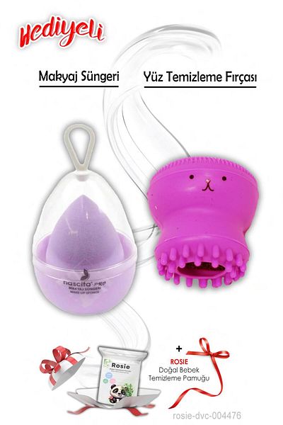 Tarko Makeup Sponge Lilac and Octopus Facial Cleansing Brush Light Pink Rosie Gift