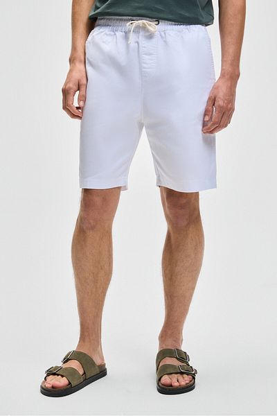 GRIMELANGE Lasper men's Stretch Fabric side pockets elastic waist Relaxed Fit white shorts