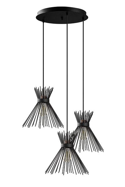 Modavize Black Modern Retro Hedgehog 3-Piece Pendant Lamp Chandelier - Living Room and Kitchen Set