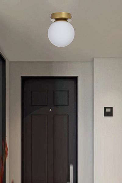 Modavize Çaça Modern Living Room - Glop White Glass Gold Antique - Single Ceiling Plophonier Chandelier