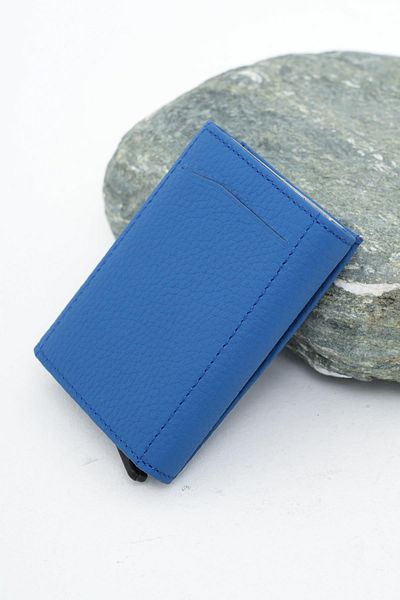 Deri Company Leather Wallet with Mechanism Saks Blue 113570