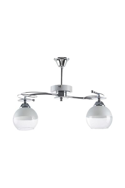 Modavize Karel Living Room - Modern Chrome White Transparent Glass 2-Piece Chandelier - Kitchen and Bedroom