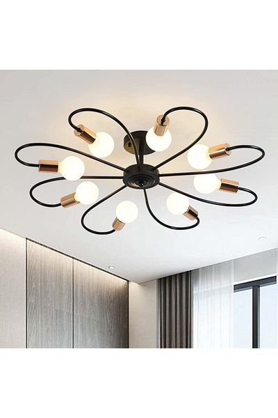 Modavize Mars Decorative 8-Piece Black Chandelier - Kitchen and Bedroom with Antique Detail (WITHOUT BULB)