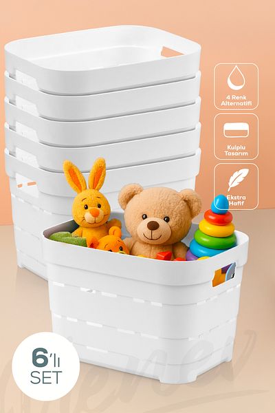 Vienev 6-Piece 5 Liter Perforated Storage Box White