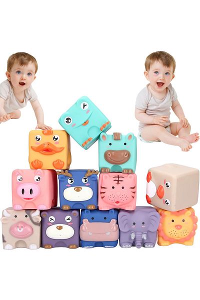 Pitikot Set cuburi moi interactive in forma de animalute pentru bebelusi Pitikot®, jucarie educationala