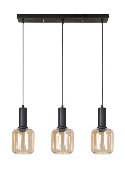 Modavize Tanem Modern Design Living Room Kitchen Cafe Black Color Honey Glass 3-Piece Chandelier