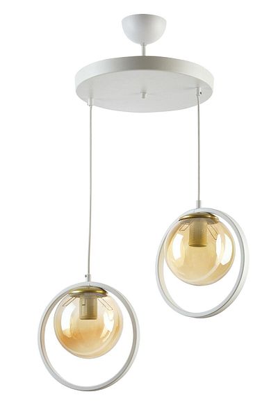 Modavize Nina Modern Living Room - Double Chandelier with Metal Ring and Closed Glass - Kitchen and Bedroom