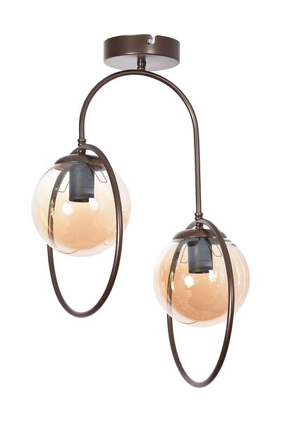 Modavize Simon Modern Living Room - 2-Piece Chandelier Brown Body Honey Glass - Kitchen and Bedroom Hall