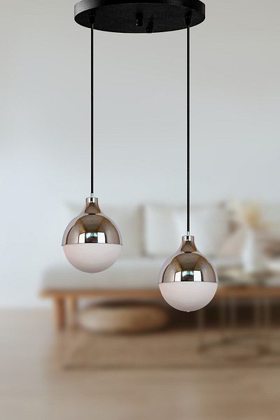 Modavize Rima Modern Living Room - Opal Glass 2-Piece Chandelier - Kitchen and Bedroom