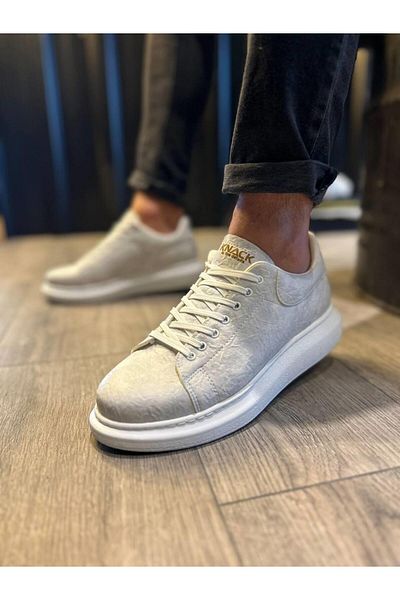 Byshoes Knack High Sole Casual Shoes 044 White (Patterned)