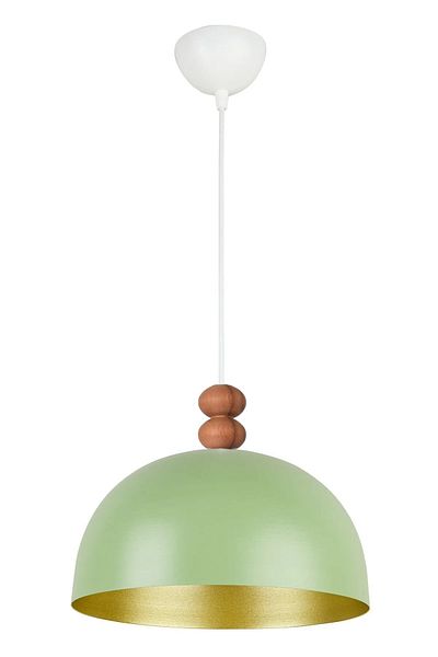 Modavize Neo Modern Design Wooden Detailed Metal Cafe - Kitchen Green Color Single Chandelier (28 cm)