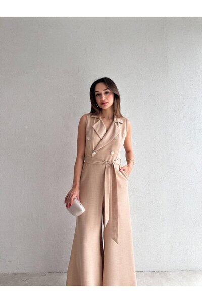 dml giyim Cravate Collar Jumpsuit