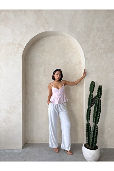 Miss Allos Γυναικεία ριγέ μπλούζα με λουράκι με κουμπί μπροστά