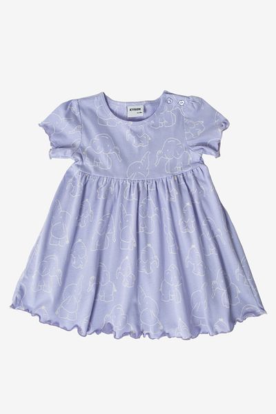 Kyron 100% Cotton Collar Button Closure Baby Girl Dress - Lilac