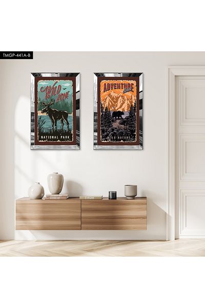 Zevahir Mobilya Dekorasyon SET DE MASA BILATERAL MDF BANER DECORATIV CU CADRU DE PLEXY CU OGLINDA DE SILVER