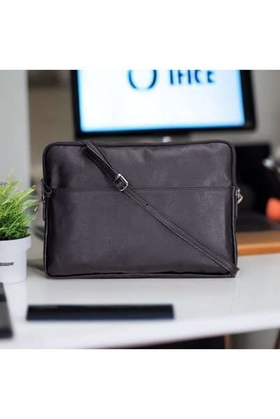 PLM Leeds 14 Inch MacBook and Pc Compatible, Genuine Leather, Handmade Case, Charcoal Black