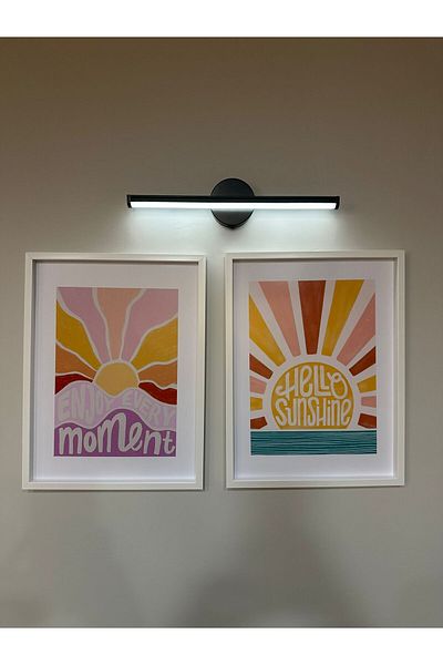 Senden Hediye Hello Sunshine Wall Painting Set of 2 with Adhesive Tape and Sconce
