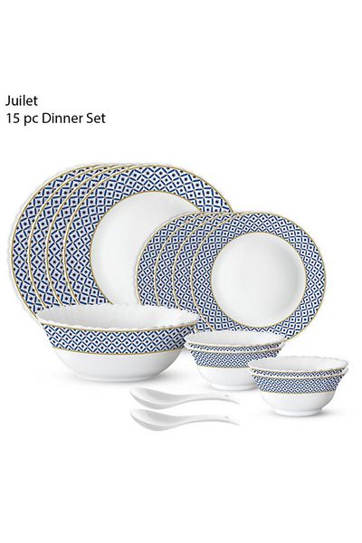 British Chef 15 Pieces Opalware Dinner Set | Microwave, Dishwasher & Frezzer Safe | Juliet Dinnerware Set