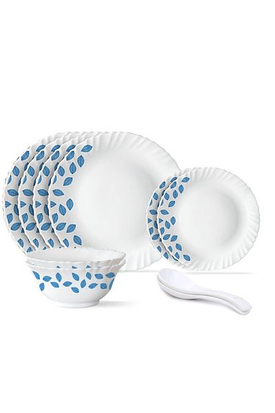 British Chef 10 Pieces Opalware Dinner Set | Microwave, Dishwasher & Frezzer Safe | Blue Leaves Dinnerware Set
