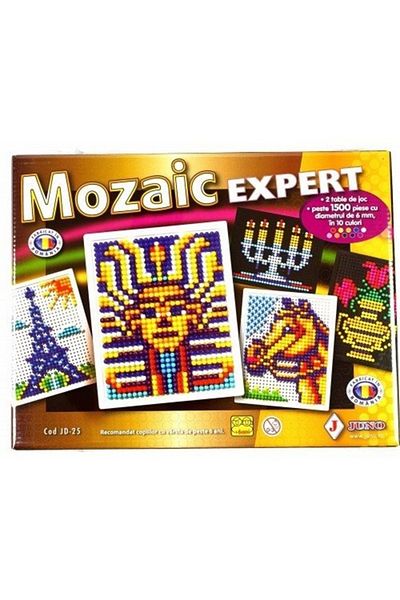 JUNO EXPERT Mosaic Game, 1500 pegs in 10 colors, 2 game boards