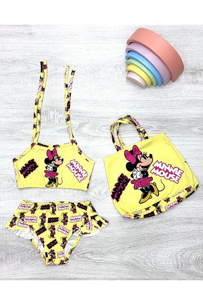 Lizsa Girls' Printed Ruffle Bikini Set - Girls' Ruffle Swimsuit with Bag