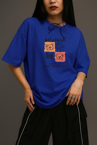 BENROMA 1 προϊόν δώρο για αγορές 6 και άνω Μπλουζάκι Unisex Oversize με στάμπα αρκουδάκι