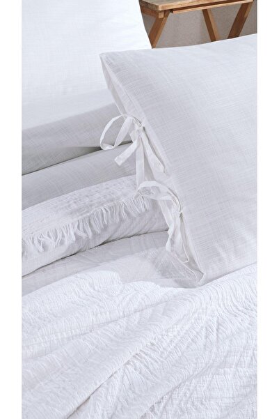 Elart Cream Colored Glow Pique Duvet Cover Set - 5 Pieces