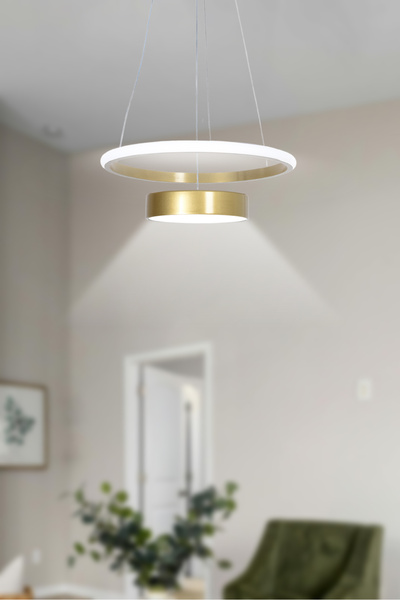 Modavize Suzy Modern Tasarım Yatak Odası Salon Mutfak Giyinme Odası Eskitme Renk Beyaz Ledli 2 li Avize