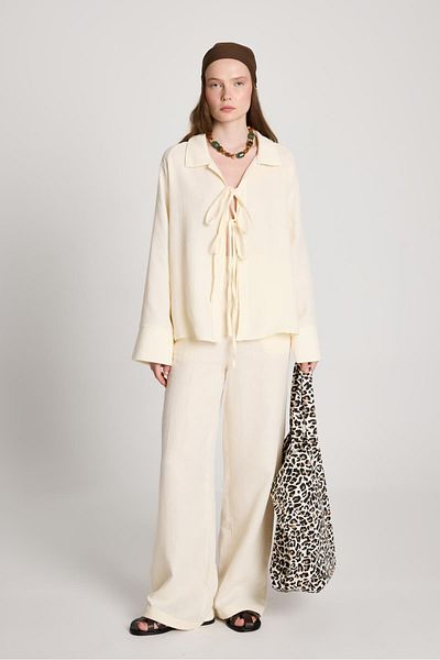 minaaise Luis Muslin Tie-Up Shirt/Pants Set Natur