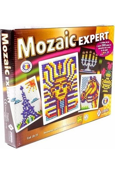 JUNO EXPERT Mosaic Game, 1500 pegs in 10 colors, 2 game boards