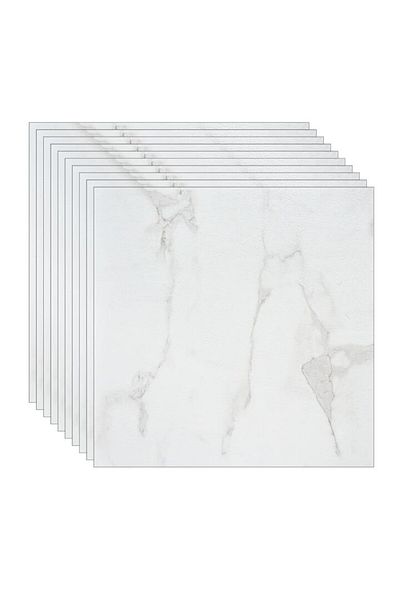 MACVI Set 24 placi autoadezive Macvi® podea,stil marmura alb-gri, PVC,7 x 45, grosime 1,4 mm, Acoperire 5m