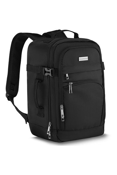 zagatto Rucsac de călătorie ®, negru, 20l, 40x20x25 cm, Ryanair/Wizz Air, curea pentru troler, Zg910