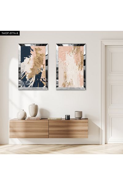 Zevahir Mobilya Dekorasyon SET DE MASA MDF DUBLA CU CADRU DE PLEXY CU OGLINDA SILVER FOND MODERN COLORAT
