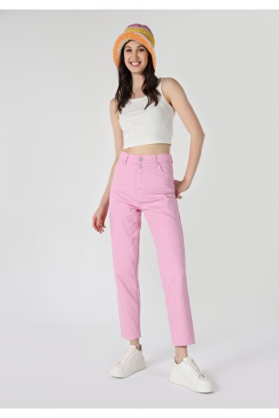 Colin's Regular Fit High Waist Straight Leg Women's Pink Trousers