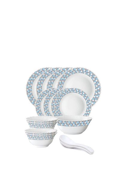 British Chef 15 Pieces Opalware Dinner Set | Microwave, Dishwasher & Frezzer Safe | Weave Dinnerware Set