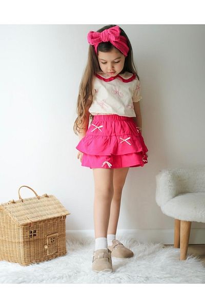 SANTRALBEBE Girl's Bow Skirt Set