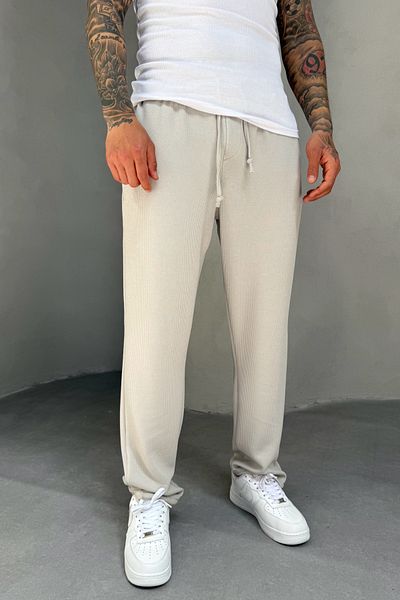 MADZEYMODA Φαρδύ Loose Fit Lycra Ανδρικό Κορδόνι Γκρι Jogger KE-5071