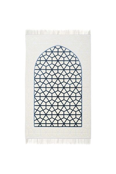 MANASEK سجادة صلاة - أبيض وأزرق فاتح