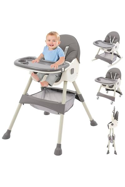 Smart Vibe Foldable 4-in-1 High Chair KinderVibe™ 6 Months+, Multifunctional and Stable, Adjustable Height, D