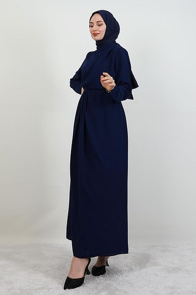 GİYZAMİLA Φόρεμα Tuay Pile Detail Navy Blue