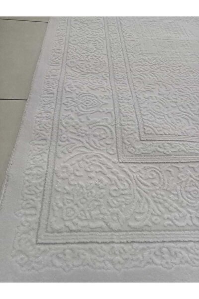 KARAR HALI 4m2 ÖLÇÜSÜNDE KREM-BEYAZ RENGİNDE MODERN GÖBEKLİ DESENLİ AKRİLİK S...