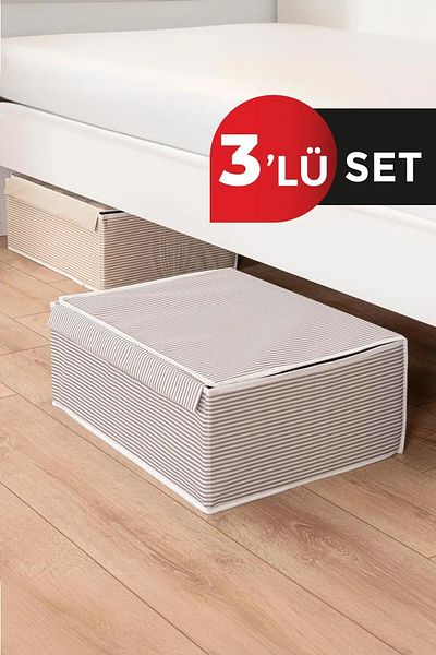 Enuverbi 3 Pieces Box Storage Box and under Bed Compatible Clothes Pillow Storage Organizer Storage Box 50X40X19