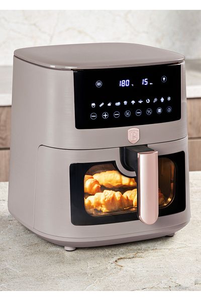 Berlinger Haus Friteuză cu aer cald, digitală, cu LCD, programe și temporizator, 8 l, colecție Taupe