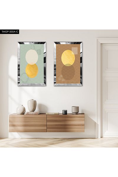 Zevahir Mobilya Dekorasyon FORME DECORATIVE MINIMALISTE CU CADRU DE PLEXY CU OGLINDA ARGINTIE SET DE MASA MDF DUBLA